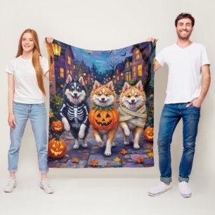 Cobertor De Velo Cães Esquimós Americanos no Halloween