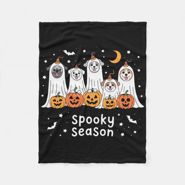 Cobertor De Velo Cães Fantasmas Cães Bonitos Vestidos Como Fantasma (Frente)