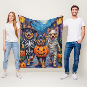 Cobertor De Velo Cães Finnish Lapphund no Halloween
