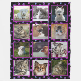 Cobertor De Velo Cães Gatos Rosa Roxo Azul Pegadas de Pata Fotos de