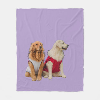 Cobertor De Velo Cães Golden Retriever Adoráveis Roxo Lavanda Corte