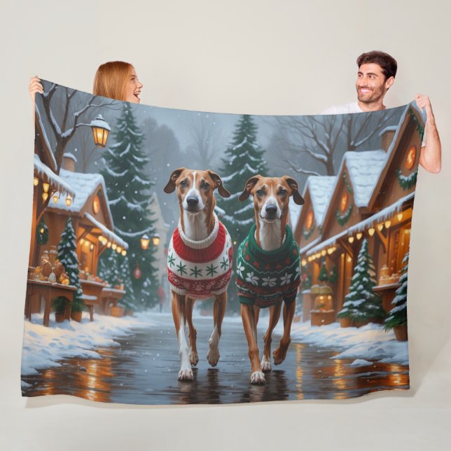 Cobertor De Velo Cães Greyhound Natal Neve Férias (In Situ)