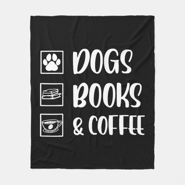Cobertor De Velo Cães Livros Café Cachorro Engraçado (Frente)