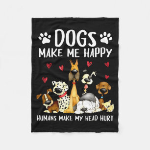 Cobertor De Velo Cães Me Fazem Feliz Humanos Me Fazem Doer a Cabeça