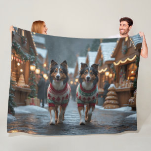 Cobertor De Velo Cães Rough Collie Natal Neve Férias