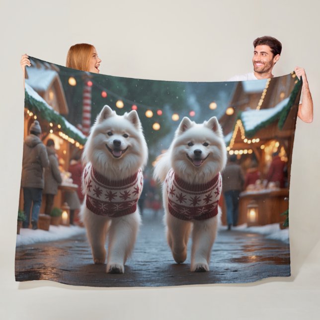 Cobertor De Velo Cães Samoyed Natal Neve Feriado (In Situ)