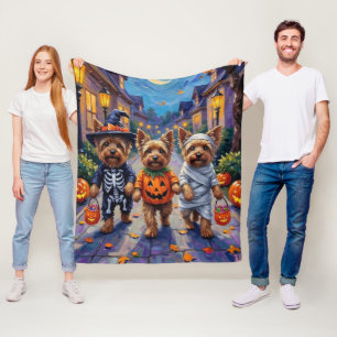 Cobertor De Velo Cães Yorkshire Terrier com Fantasias de Halloween