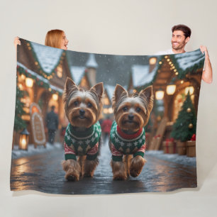 Cobertor De Velo Cães Yorkshire Terrier Natal Neve Feriado