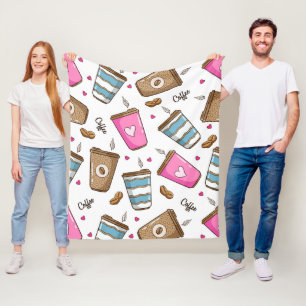 Cobertor De Velo Café, Café Feijão, Corações, Café Lover