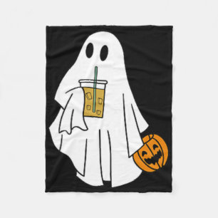 Cobertor De Velo Café Físico, Halloween Cuja Pequena Ghost Pumpkin 