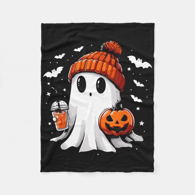 Cobertor De Velo Café Ghost Ghost Bebendo Bonito Café Halloween Caf (Frente)