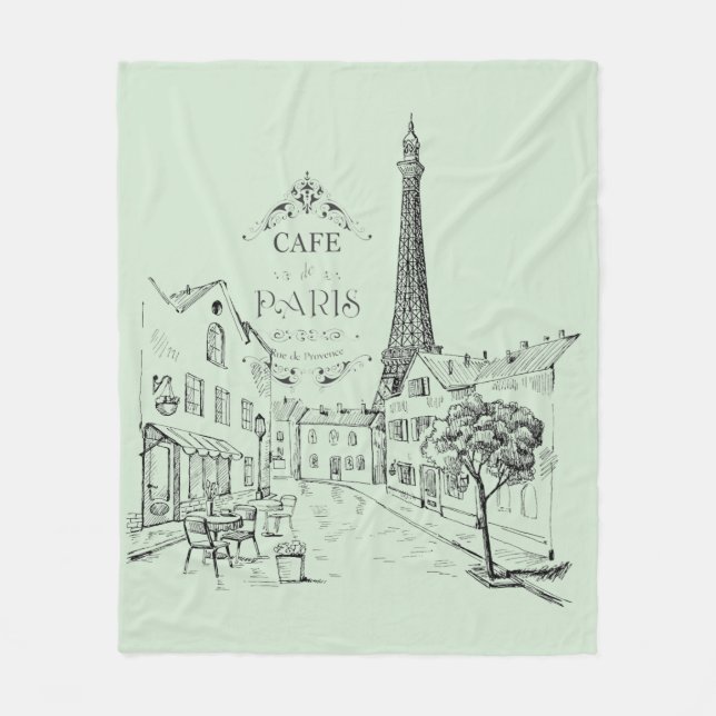 Cobertor De Velo Cafe Paris Fleece Blanket (Frente)