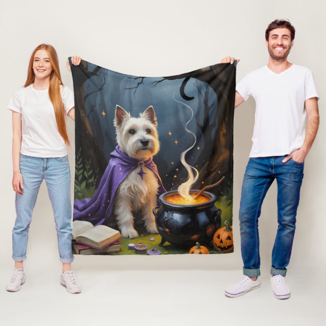 Cobertor De Velo Cairn Terrier Dog Whimsical Halloween Painting (In Situ)