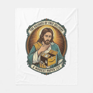 Cobertor De Velo Caixa de papelão de Jesus corta dedo dor humor_1