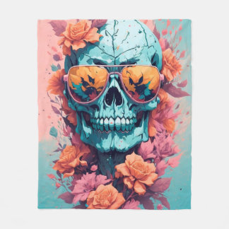 Cobertor De Velo Calavera Floral Colorida