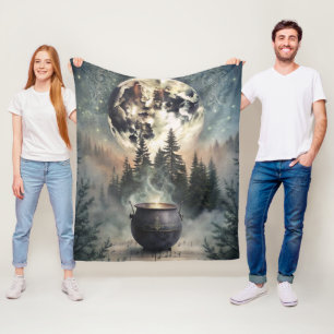 Cobertor De Velo Caldeirão Místico da Floresta ao Luar - Arte Mágic