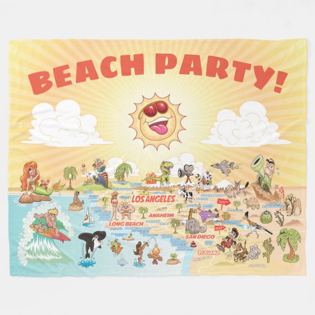 Cobertor De Velo California Beach Party (Frente (Horizontal))