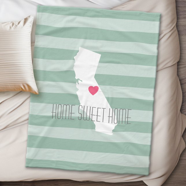 Cobertor De Velo California Home State Love with Custom Heart (California Personalized Fleece Blanket)