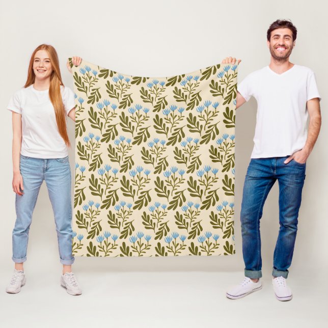 Cobertor De Velo  Calm and Natural: Blue Flower Seamless Pattern (In Situ)
