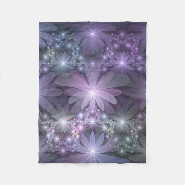Cobertor De Velo Cama de Flores Arte de Fractal Abstrato Brilhante  (Frente)