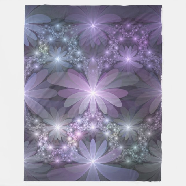 Cobertor De Velo Cama de Flores Arte Fractal Abstrato Moderno e Bri (Frente)