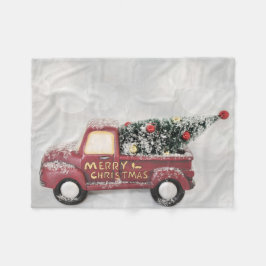 Cobertor De Velo caminhão de vintage vermelho sobre fundo de cinza