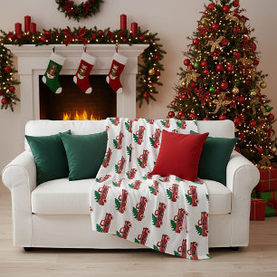 Cobertor De Velo Caminhão vermelho e árvore