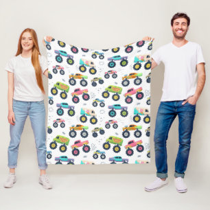 Cobertor De Velo Caminhões de monstros de aquarela para crianças