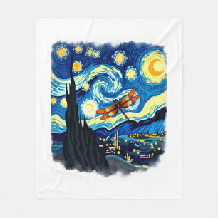 Cobertor De Velo Camisa Artística Libélula Van Gogh Noite Estrelada