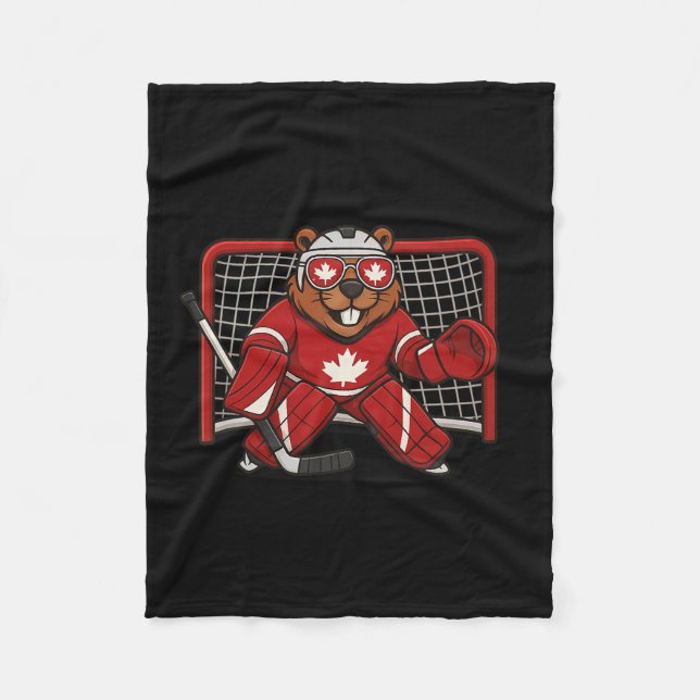 Cobertor De Velo Camisa Canadense de goleiro de hóquei com símbolo  (Frente)