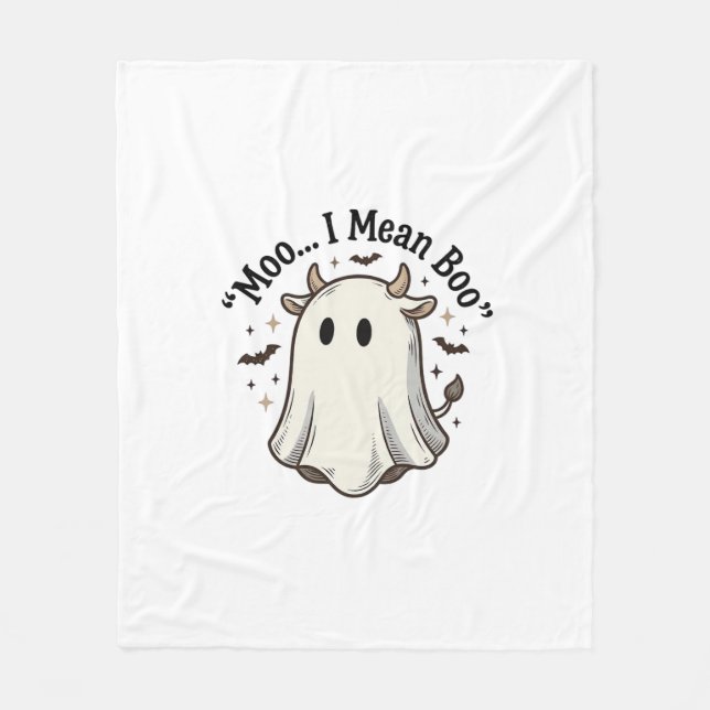 Cobertor De Velo Camisa Cute Ghost Cow Halloween Moo Eu Quero Dizer (Frente)