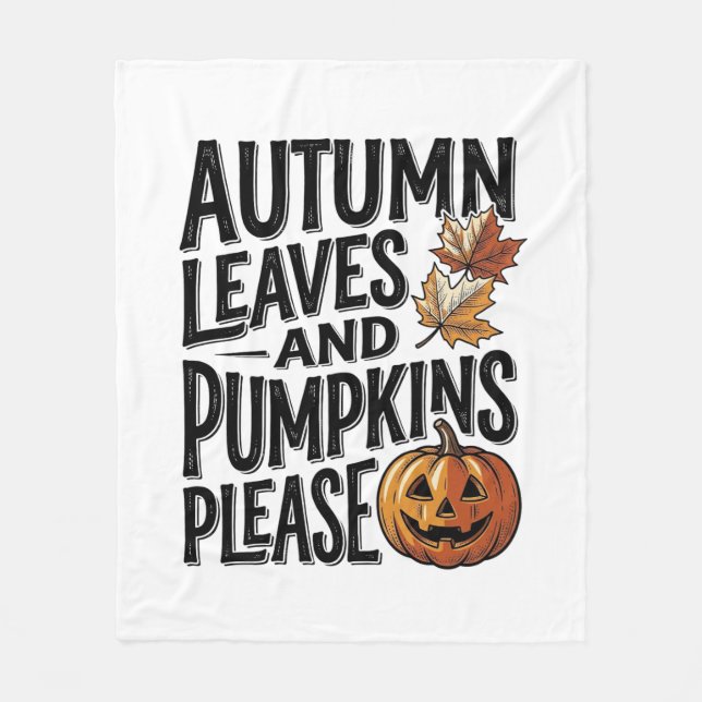 Cobertor De Velo Camisa de Abóbora de Outono Com Folhas E Vibração  (Frente)