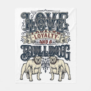Cobertor De Velo Camisa de Amor Bulldog Desenho de Gravura Vintage