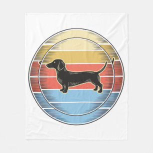 Cobertor De Velo Camisa de cachorro vintage dachshund pôr do sol re