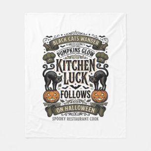 Cobertor De Velo Camisa de Cozinheiro de Halloween Gato Preto Abóbo