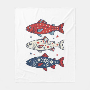Cobertor De Velo Camisa de Desenho de Gravura Vintage de Três Peixe
