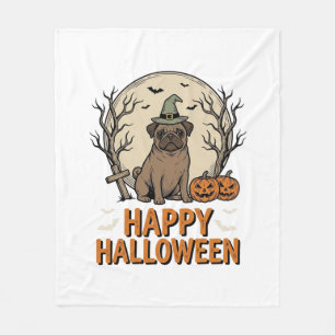 Cobertor De Velo Camisa de design de chapéu de bruxa de pug de Hall