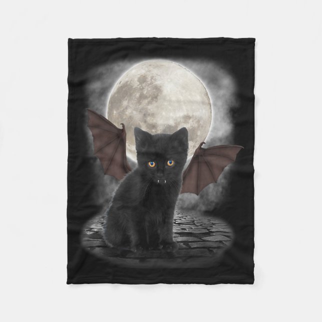 Cobertor De Velo Camisa de Gato Morcego Gótico Presentes Divertidos (Frente)