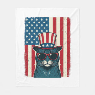 Cobertor De Velo Camisa de Gato Patriota com Estandarte de Gravura 