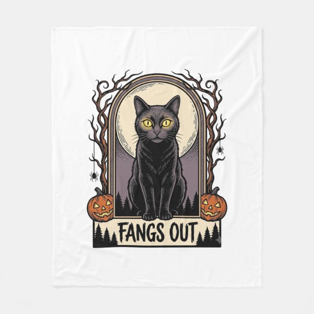 Cobertor De Velo Camisa de Gato Preto de Halloween com Design de Pr (Frente)