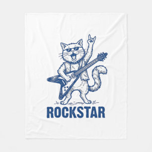 Cobertor De Velo Camisa de Gato Rockstar com Guitarra e Gravação Vi
