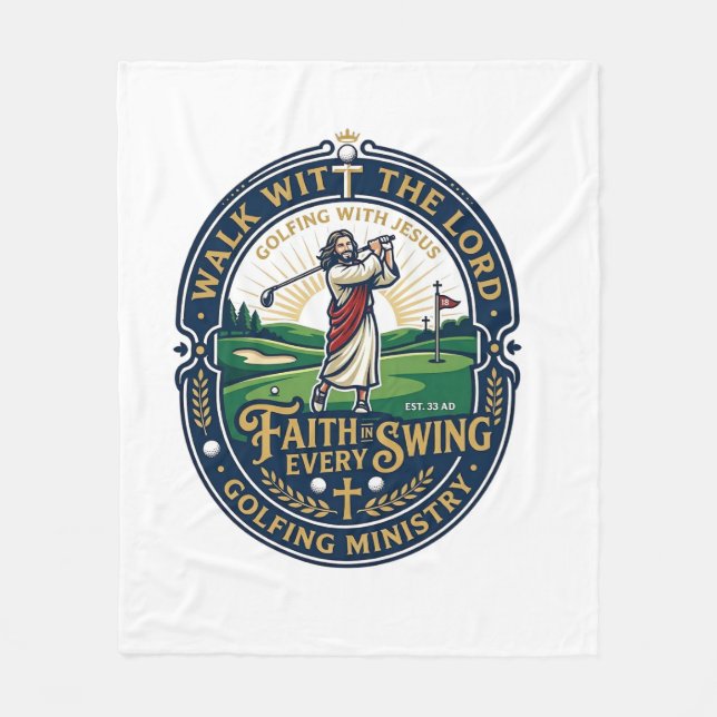 Cobertor De Velo Camisa de golfe de Jesus Design baseado na fé_1 (Frente)