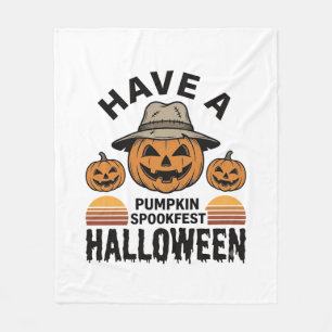 Cobertor De Velo Camisa de Gravura Vintage de Halloween de Abóbora 