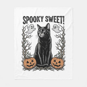 Cobertor De Velo Camisa de Gravura Vintage de Halloween de Gato Pre