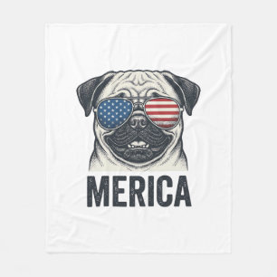Cobertor De Velo Camisa de Gravura Vintage Patriótica Pug Merica De