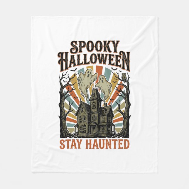 Cobertor De Velo Camisa de Halloween de Casa Assombrada com Fantasm (Frente)