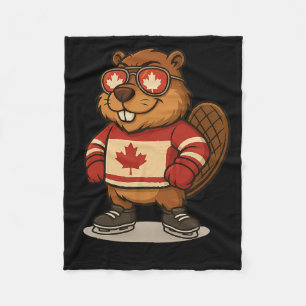 Cobertor De Velo Camisa de Hockey Símbolo do Castor Canadense 1º de