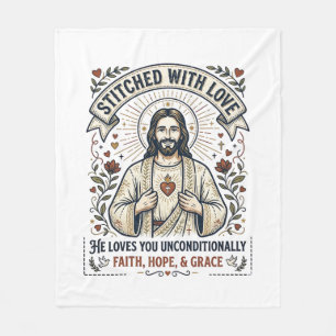 Cobertor De Velo Camisa de Jesus Costurando Bordado Gráfico Cristão