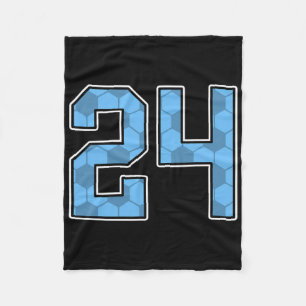 Cobertor De Velo Camisa de jogador de futebol azul padrão número 24