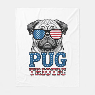 Cobertor De Velo Camisa de Pug Patriota com Desenho de Gravura Vint